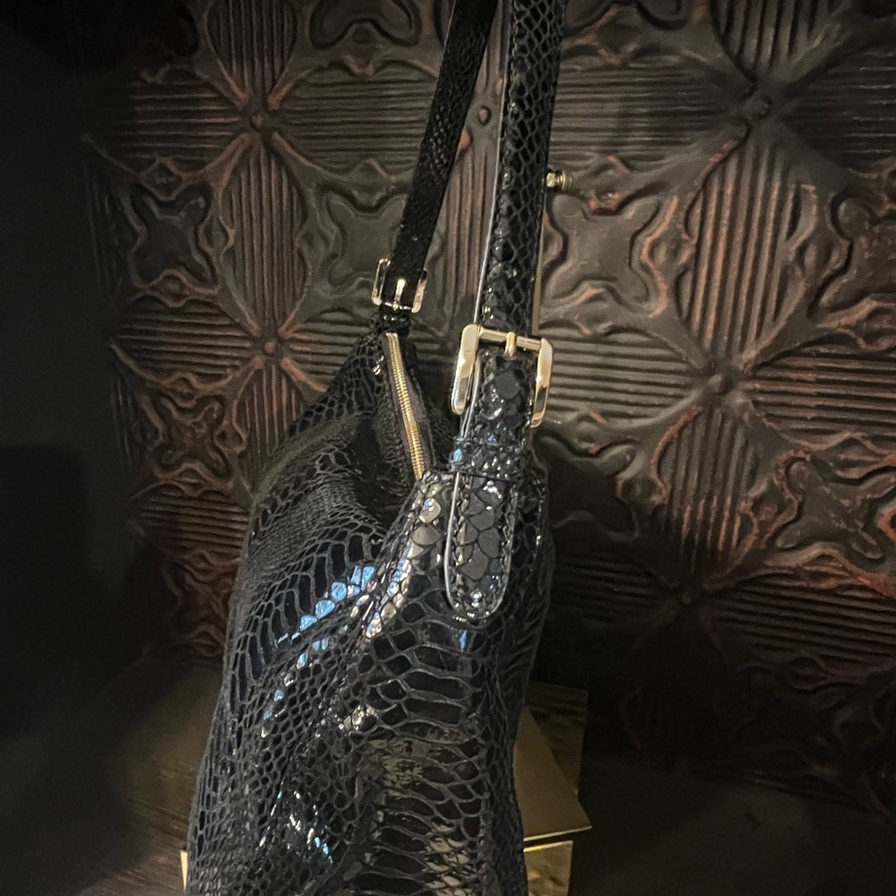 Michael Kors Black Snakeskin Embossed Shoulder Bag NWOT - Picture 10 of 15